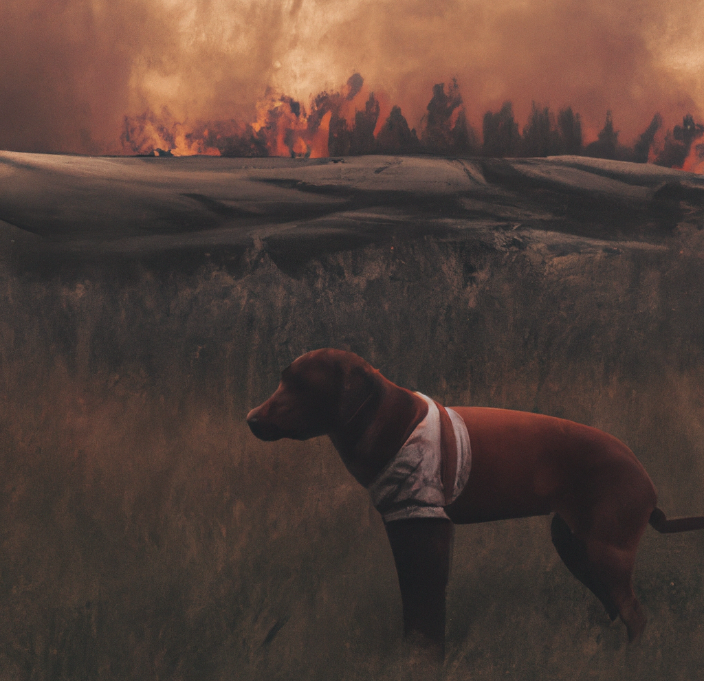 Dog in wildfire