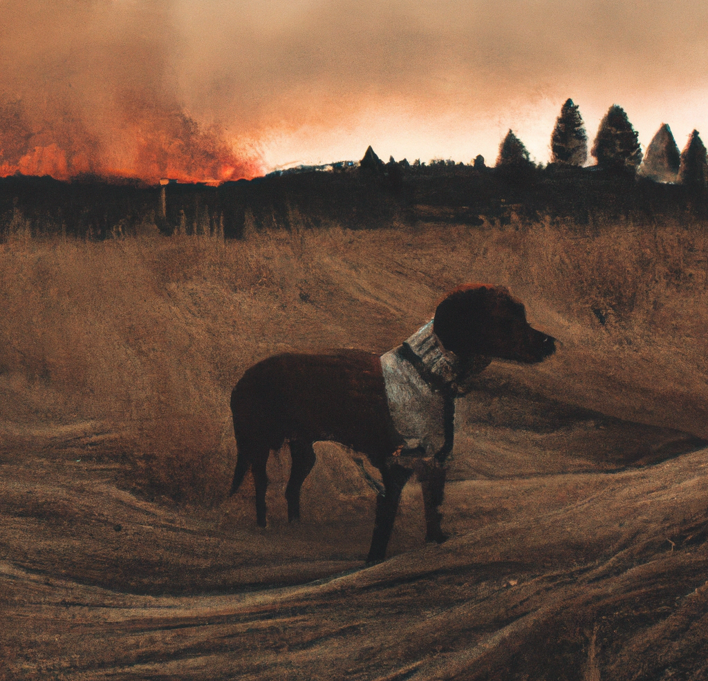 dog stuck in wildfire